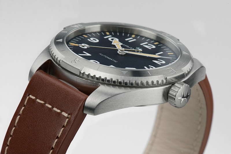 Main Image 3 of Hamilton Khaki Field Expedition Men's Blue Dial Brown Leather Strap Watch