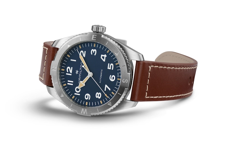 Main Image 5 of Hamilton Khaki Field Expedition Men's Blue Dial Brown Leather Strap Watch