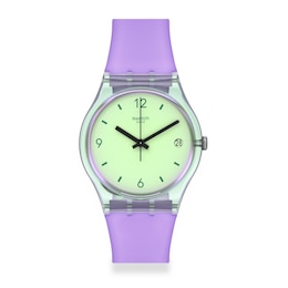 Swatch Mystic Sunrise Ladies' Green Dial Purple Biosourced Strap Watch