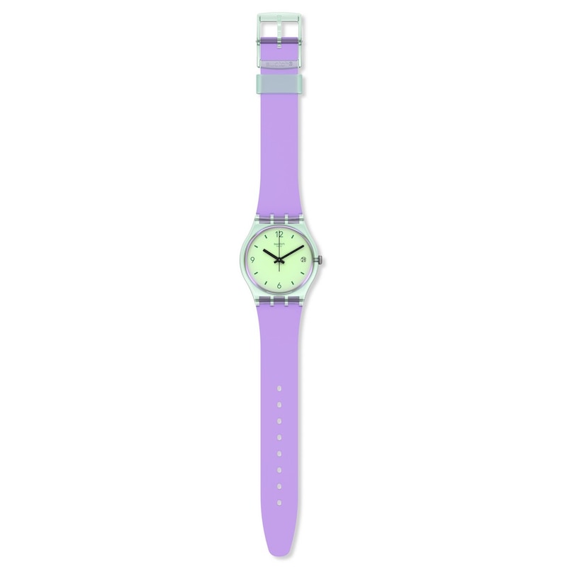 Swatch Mystic Sunrise Ladies' Green Dial Purple Biosourced Strap Watch