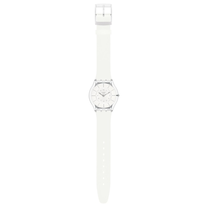 Swatch White Classiness Again Ladies' White Dial White Silicone Strap Watch