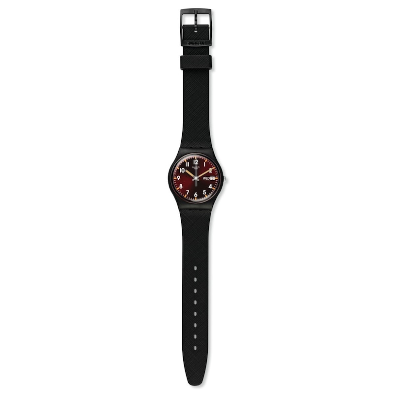 Swatch Sir Red Red Dial Black Biosourced Strap Watch