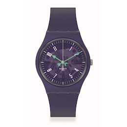 Swatch Photonic Purple Blue Dial Blue Silicone Strap Watch