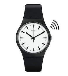 Swatch Blackback Pay! White Dial Black Silicone Strap Watch