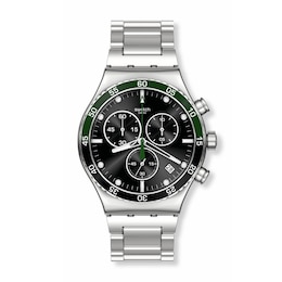 Swatch Dark Green Men's Irony Black Dial Stainless Steel Bracelet Watch
