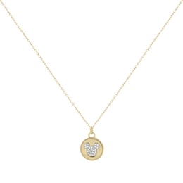 Disney 100 Sterling Silver & 18ct Gold Plated CZ Mickey Mouse Double-sided Pendant Necklace