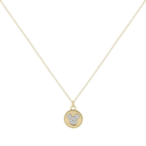 Disney 100 Sterling Silver and 18ct Gold Plated CZ Mickey Mouse Double-sided Pendant Necklace