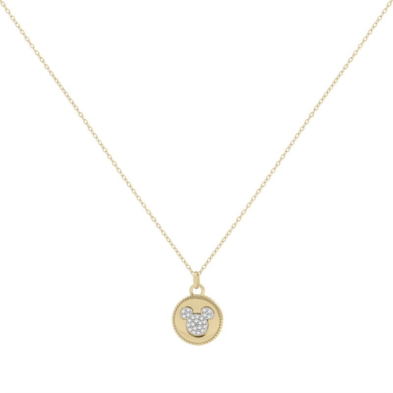 Main Image 1 of Disney 100 Sterling Silver & 18ct Gold Plated CZ Mickey Mouse Double-sided Pendant Necklace