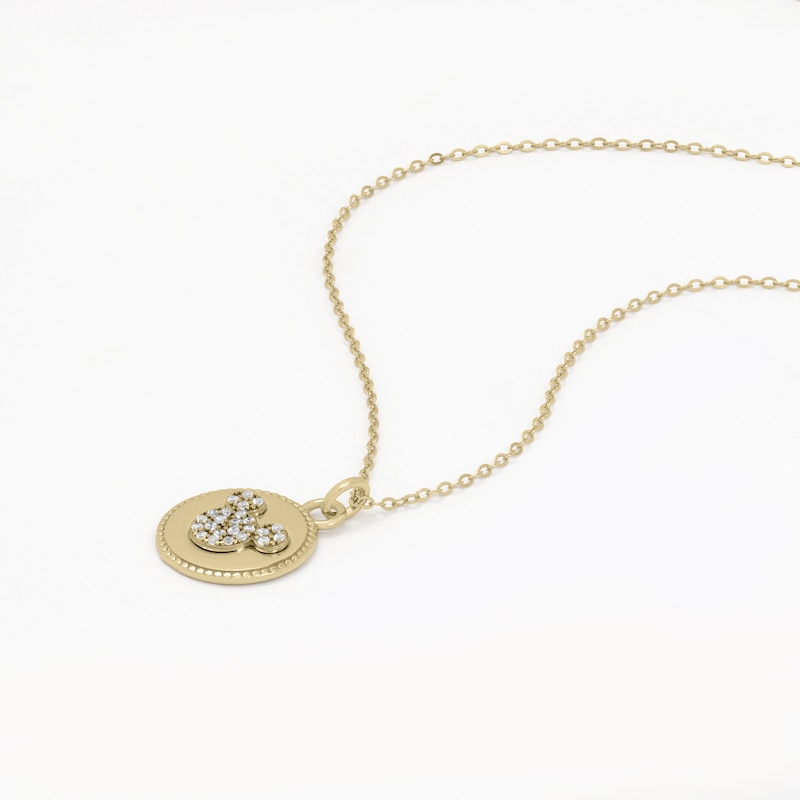 Main Image 2 of Disney 100 Sterling Silver & 18ct Gold Plated CZ Mickey Mouse Double-sided Pendant Necklace