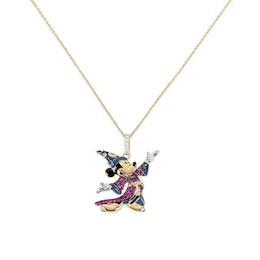 Disney 100 18ct Yellow Gold Plated Ruby & Cubic Zirconia Mickey Mouse Pendant Necklace