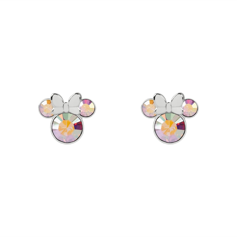 Main Image 1 of Disney 100 Sterling Silver Plated Crystal Minnie Mouse Stud Earrings