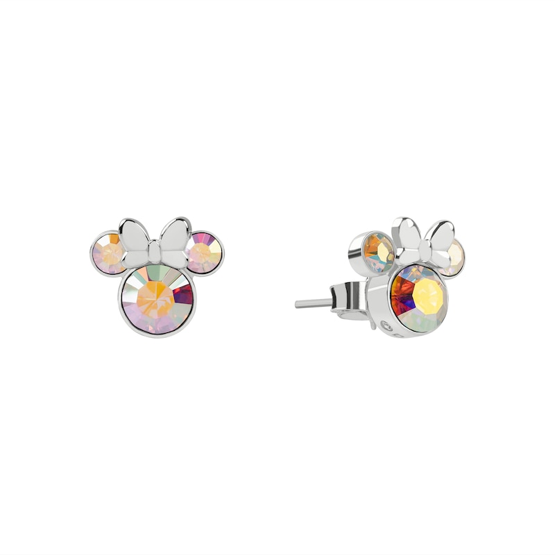 Disney 100 Sterling Silver Plated Crystal Minnie Mouse Stud Earrings