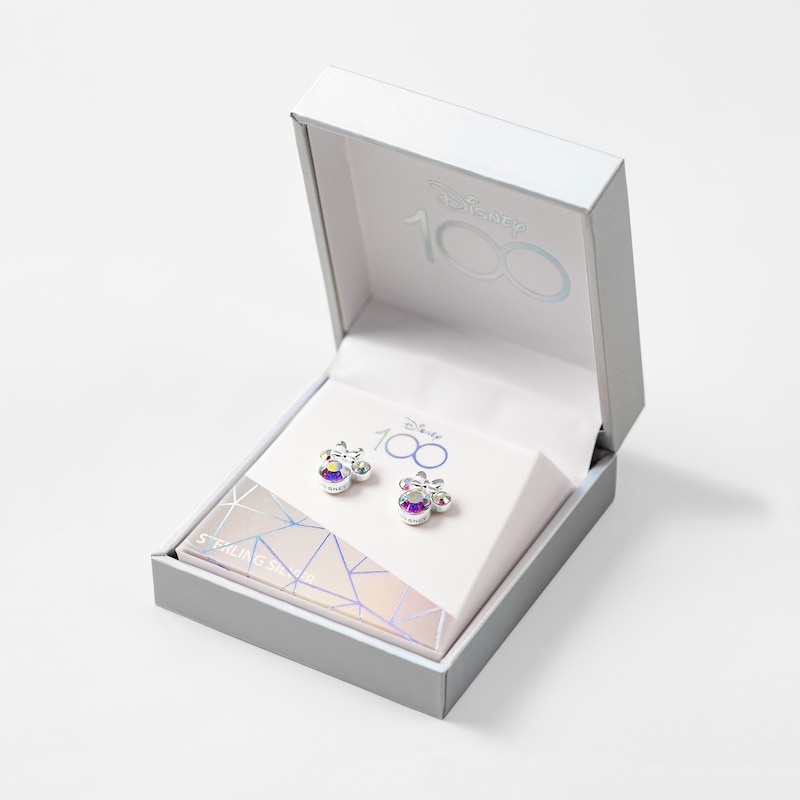 Main Image 3 of Disney 100 Sterling Silver Plated Crystal Minnie Mouse Stud Earrings