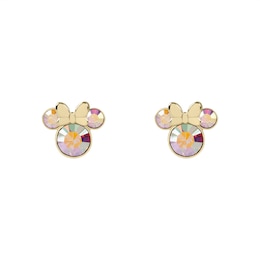 Disney 100 Sterling Silver & 18ct Gold Plated Crystal Minnie Mouse Stud Earrings