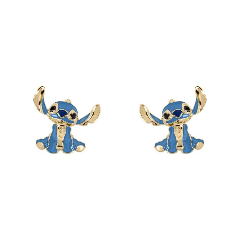Main Image 1 of Disney 100 18ct Yellow Gold Plated Crystal Stitch Stud Earrings