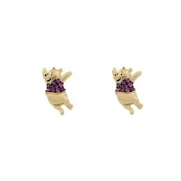 Disney 100 18ct Yellow Gold Plated Ruby Winnie The Pooh Stud Earrings