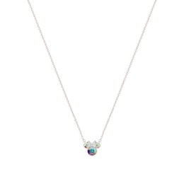 Disney 100 Sterling Silver Plated Crystal Minnie Mouse Pendant Necklace