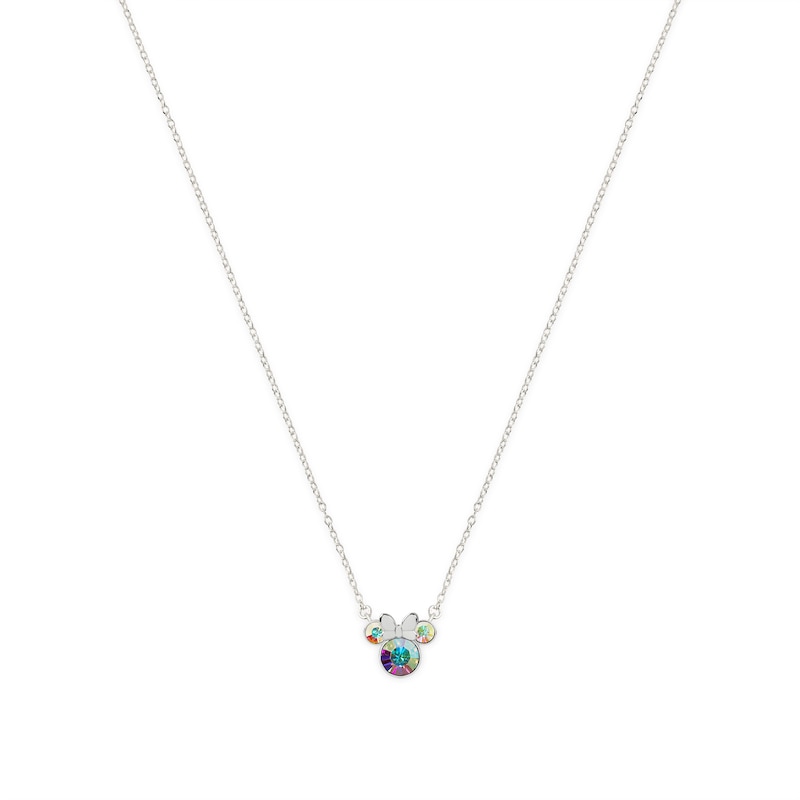 Main Image 1 of Disney 100 Sterling Silver Plated Crystal Minnie Mouse Pendant Necklace