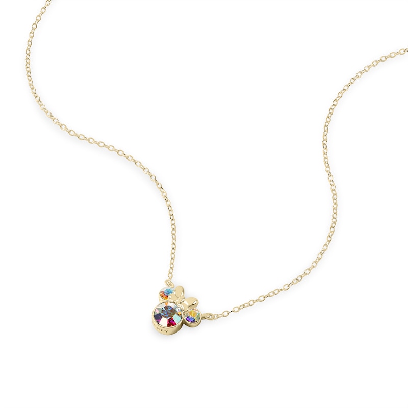 Main Image 2 of Disney 100 Sterling Silver & 18ct Yellow Gold Crystal Minnie Mouse Pendant Necklace