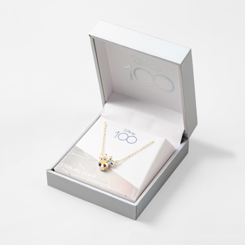 Main Image 3 of Disney 100 Sterling Silver & 18ct Yellow Gold Crystal Minnie Mouse Pendant Necklace