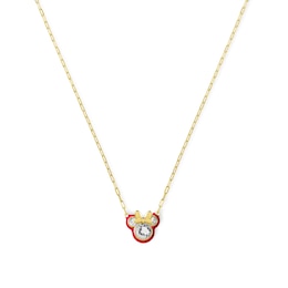 Disney 100 Sterling Silver & 18ct Gold Plated CZ & Pink Enamel Minnie Mouse Pendant Necklace