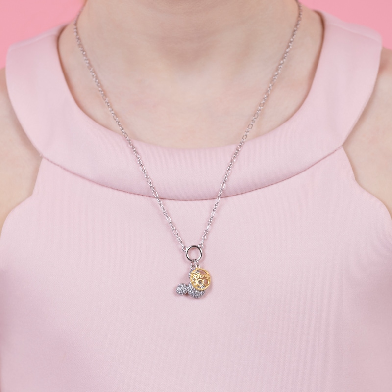 Main Image 3 of Disney 100 Sterling Silver & 18ct Gold Plated Cubic Zirconia Mickey Mouse Pendant Necklace