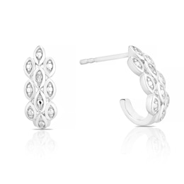 Sterling Silver Vintage Diamond Hoop Earrings