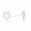 Thumbnail Image 1 of Sterling Silver Double Heart Diamond Stud Earrings