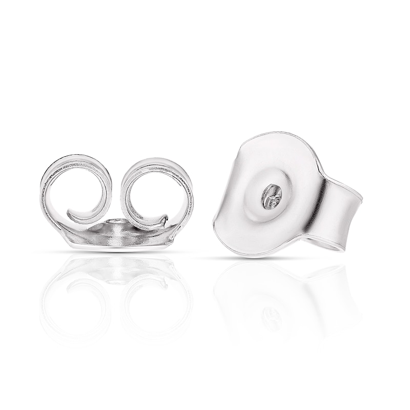Sterling Silver Double Heart Diamond Stud Earrings