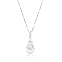 Sterling Silver Teardrop Diamond Pendant Necklace