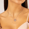 Thumbnail Image 4 of Sterling Silver Double Heart Diamond Pendant Necklace