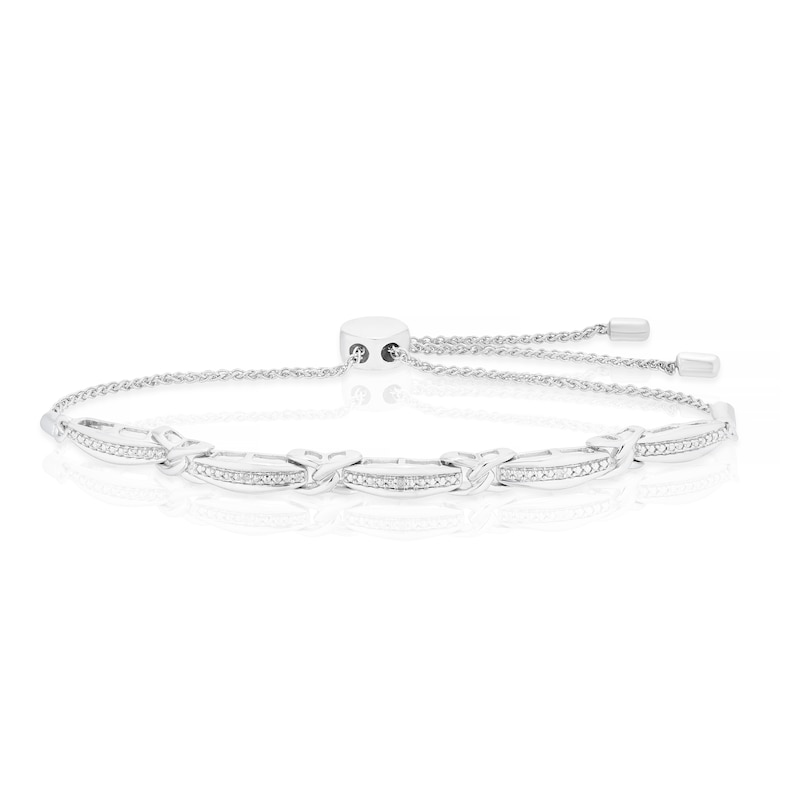 Main Image 1 of Sterling Silver Kiss Diamond Bolo Bracelet