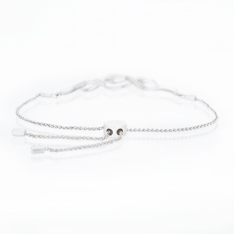 Main Image 3 of Sterling Silver Open Twist Diamond Bolo Bracelet