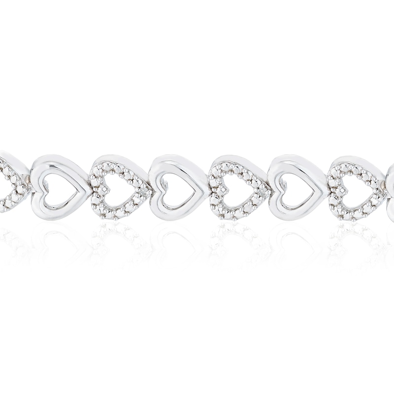 Main Image 2 of Sterling Silver Chain Of Hearts Diamond Bolo Bracelet