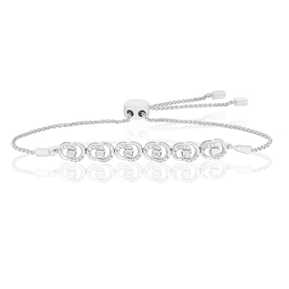 Sterling Silver Vintage Diamond Bolo Bracelet
