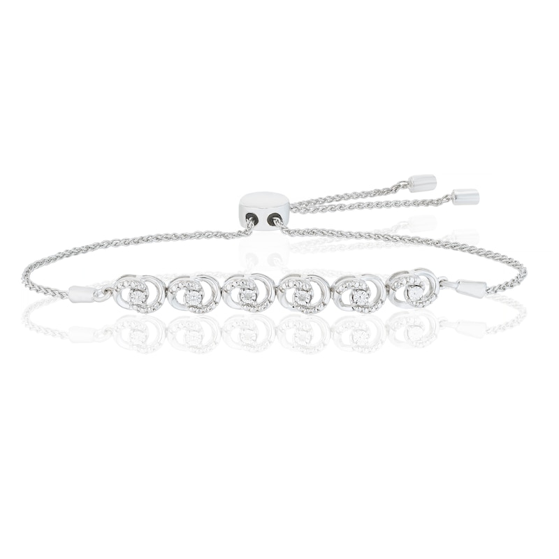 Main Image 1 of Sterling Silver Vintage Diamond Bolo Bracelet