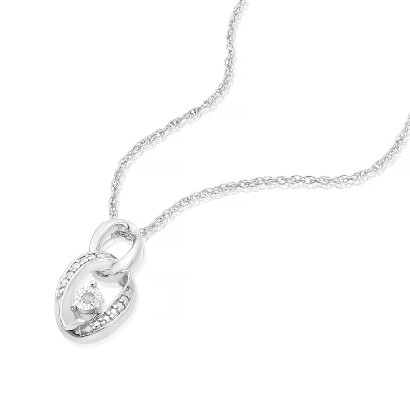 Sterling Silver Interlocking Diamond Pendant Necklace | H.Samuel