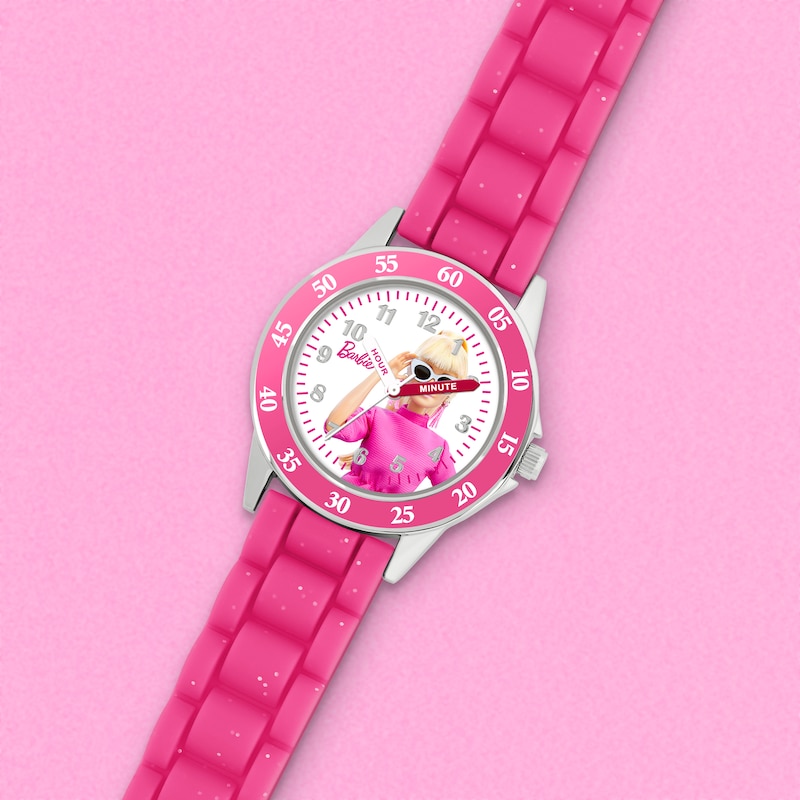 Barbie Pink Children's Time Teacher Silicone Strap Watch