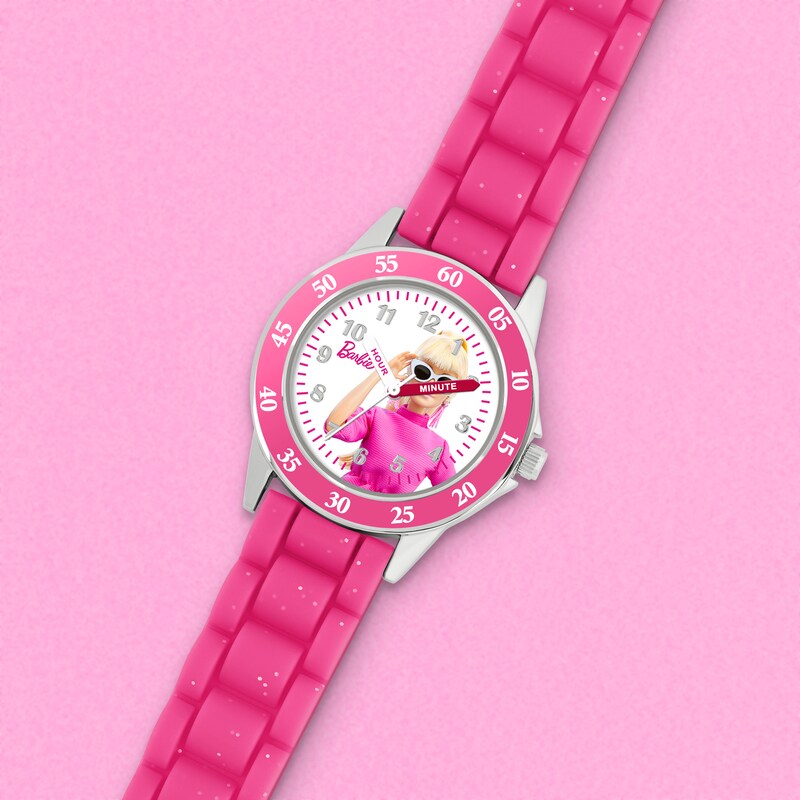 Main Image 3 of Barbie Pink Children's Time Teacher Silicone Strap Watch