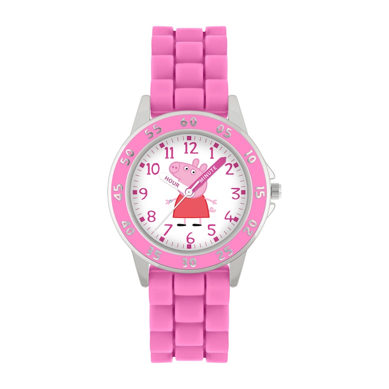 Hasbro Peppa Pig Children's Pink Printed Time Teacher Strap Watch