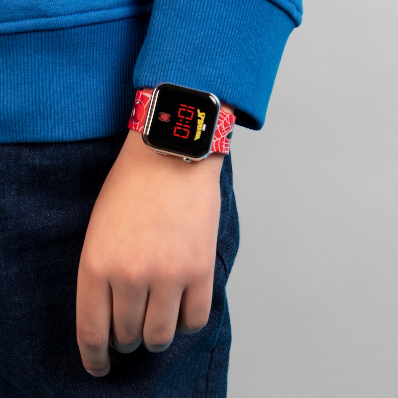 Main Image 4 of Disney Marvel Spiderman Children's Red Strap LED Digital Smart Watch