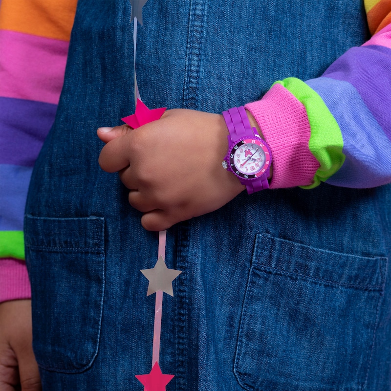 Main Image 7 of Tikkers Children's Purple Silicone Strap Butterfly Time Teacher Watch