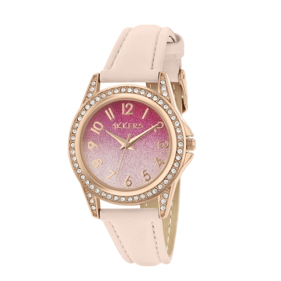 Tikkers Children's Light Pink PU Strap Ombre Glitter Dial Watch