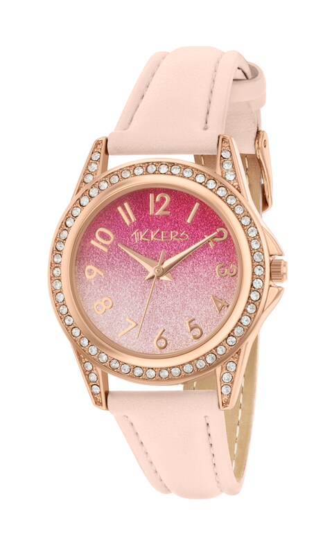 Main Image 1 of Tikkers Children's Light Pink PU Strap Ombre Glitter Dial Watch