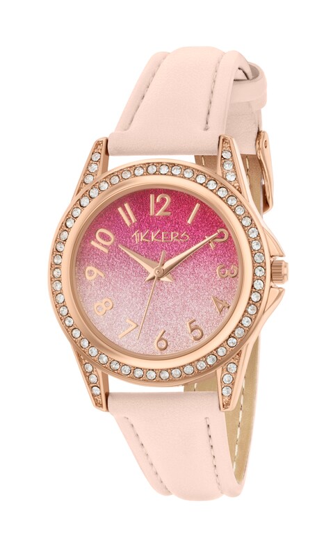 Tikkers Children's Light Pink PU Strap Ombre Glitter Dial Watch | H.Samuel