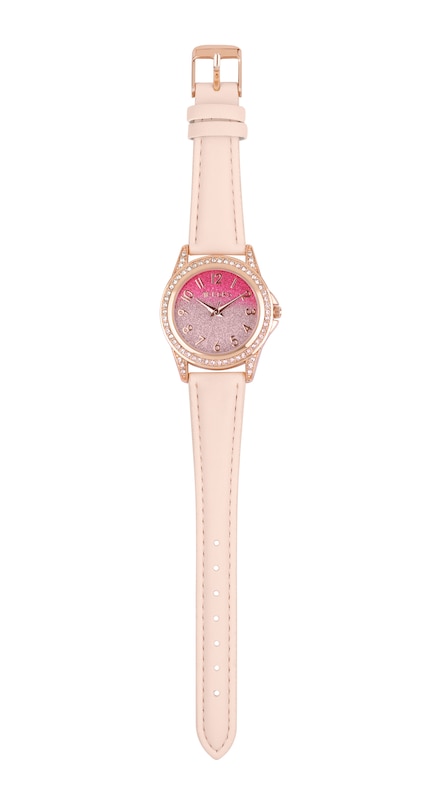 Tikkers Children's Light Pink PU Strap Ombre Glitter Dial Watch