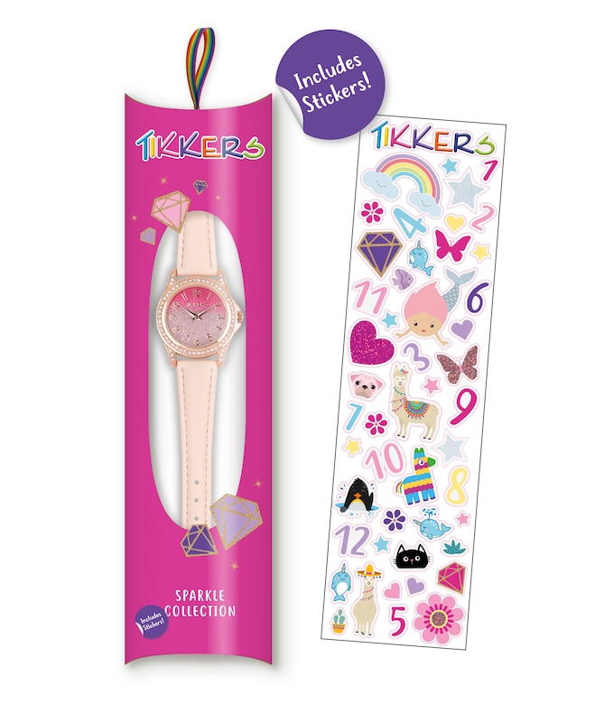 Tikkers Children's Light Pink PU Strap Ombre Glitter Dial Watch