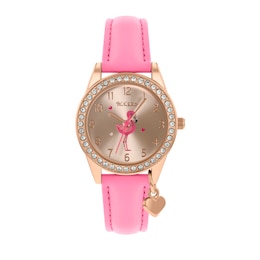 Tikkers Children's Pink PU Strap Flamingo Dial & Star Charm Watch