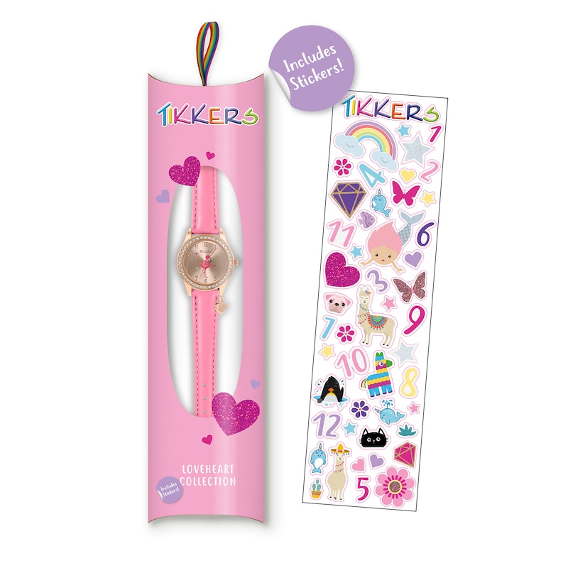 Main Image 3 of Tikkers Children's Pink PU Strap Flamingo Dial & Star Charm Watch