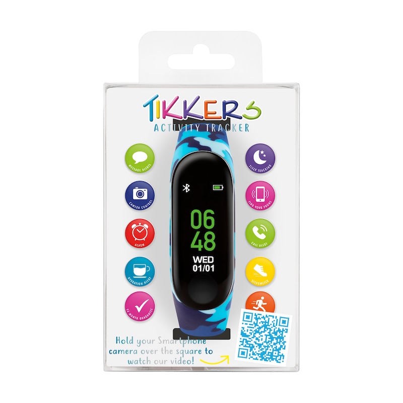 Main Image 7 of Tikkers Children's Series 1 Printed Camo Blue Silicone Strap Activity Tracker